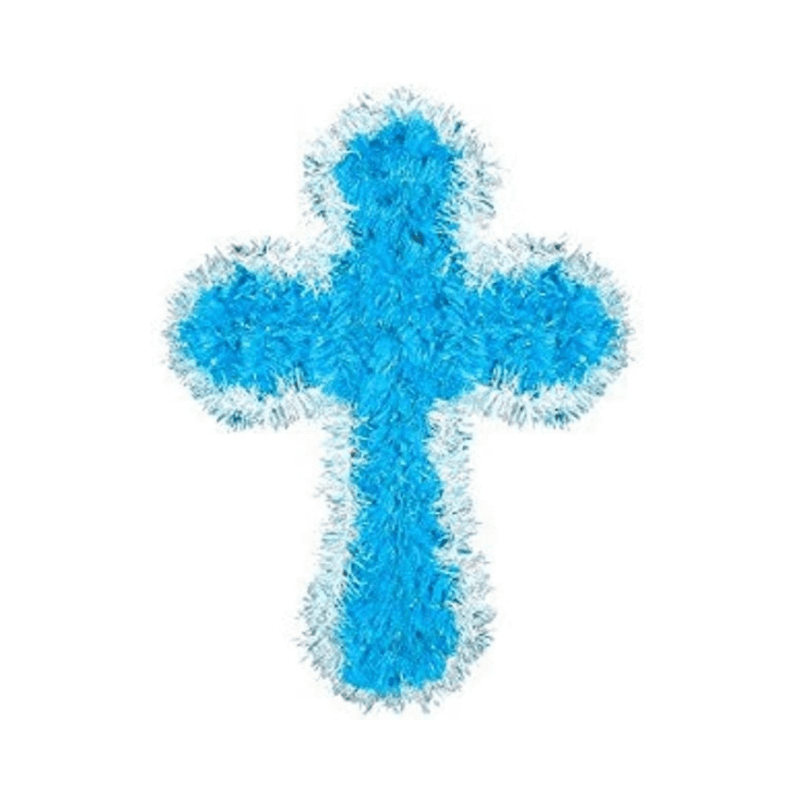 Holy Communion Blue Tinsel Cross