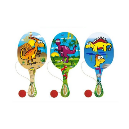 Dinosaur Wooden Paddle Bat and Ball Set