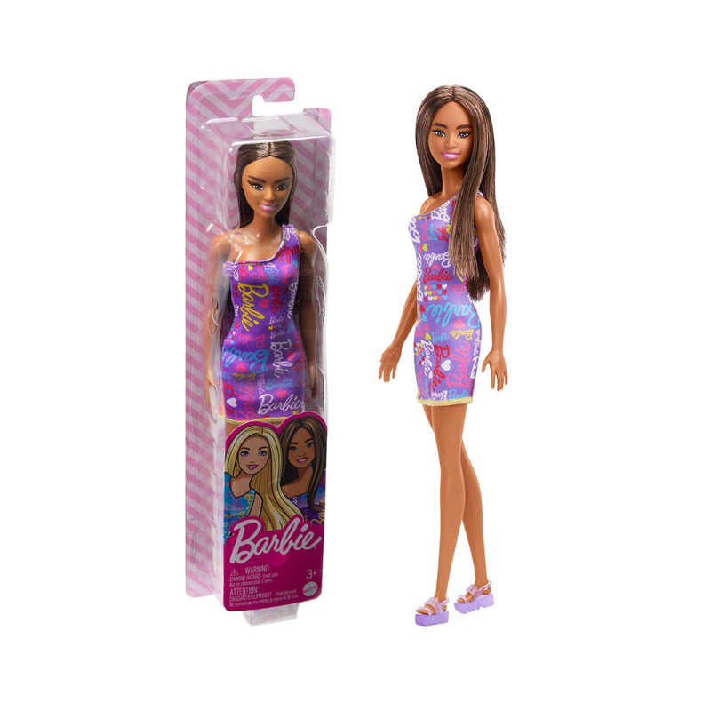 Barbie Biracial Doll Pink Logo Print Dress