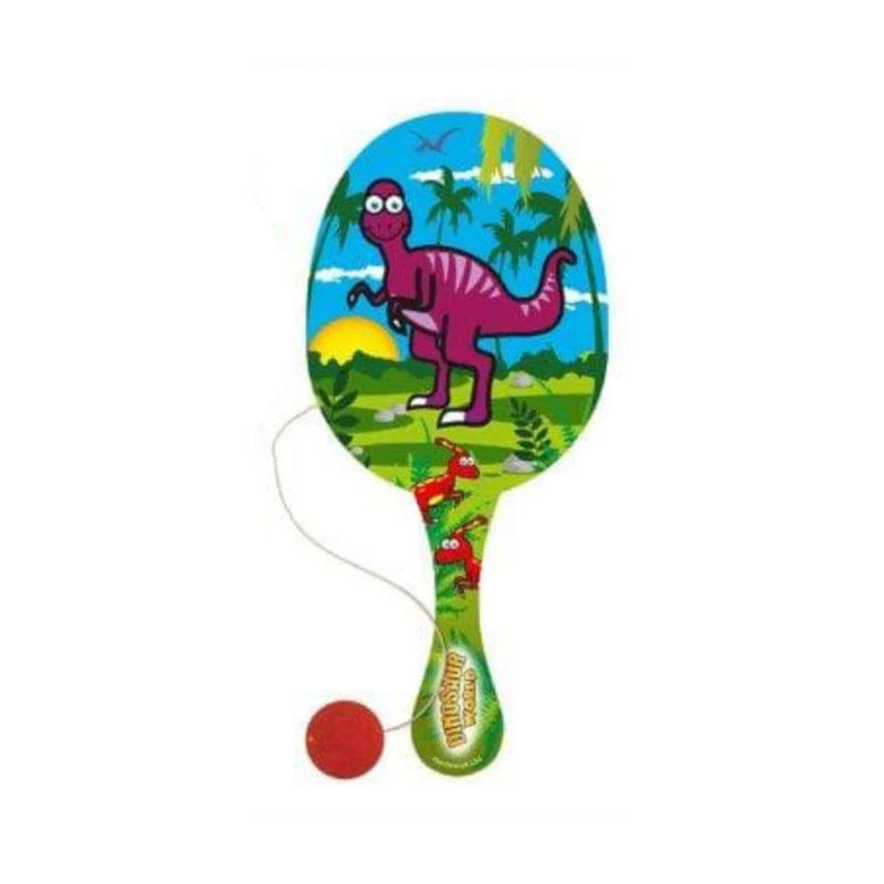 Dinosaur Wooden Paddle Bat and Ball Set