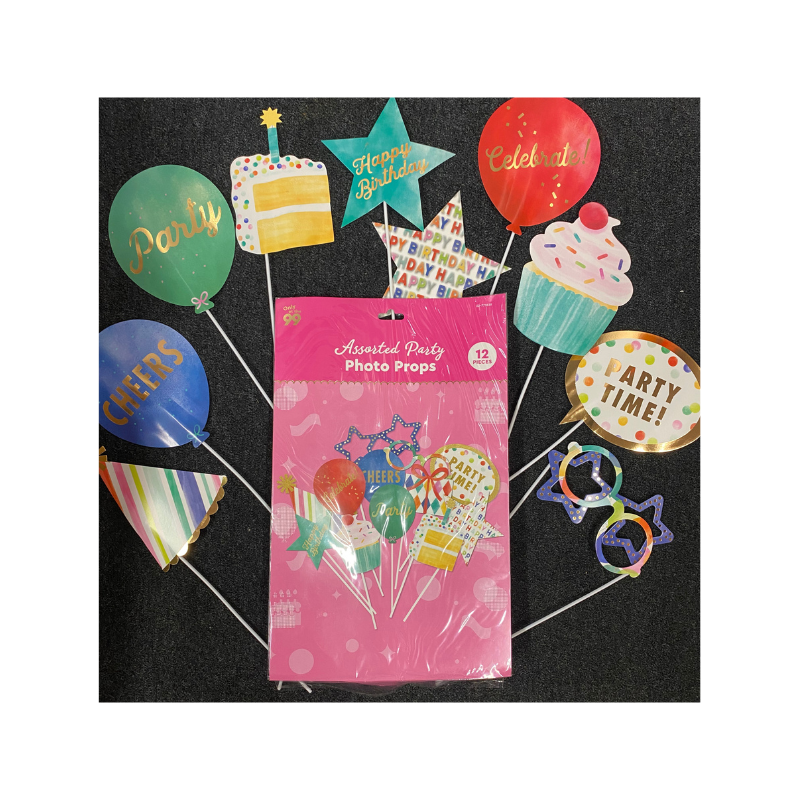 Assorted Party Photo Props 12 Pack