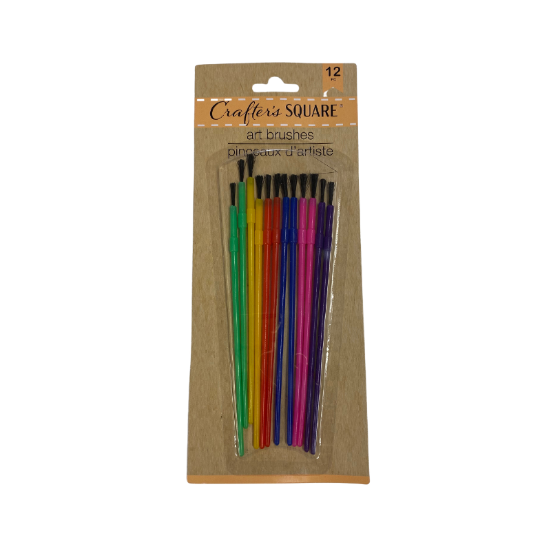 Multi-Coloured Artist Paint Brushes Pack of 12