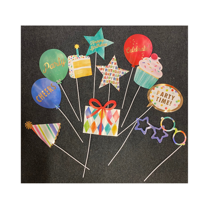 Assorted Party Photo Props 12 Pack