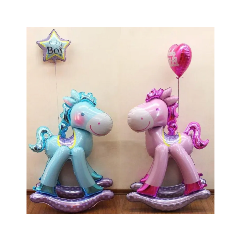 Giant Blue Rocking Horse AirWalker Baby Boy Foil Balloon