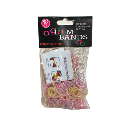 600 Light Coloured Loom Bands With Bonus 'U' Tool