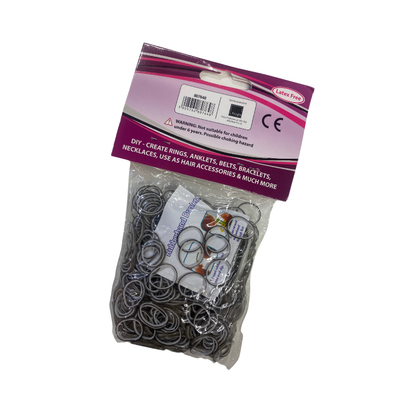 600 Multi Coloured Loom Bands Grey & Black