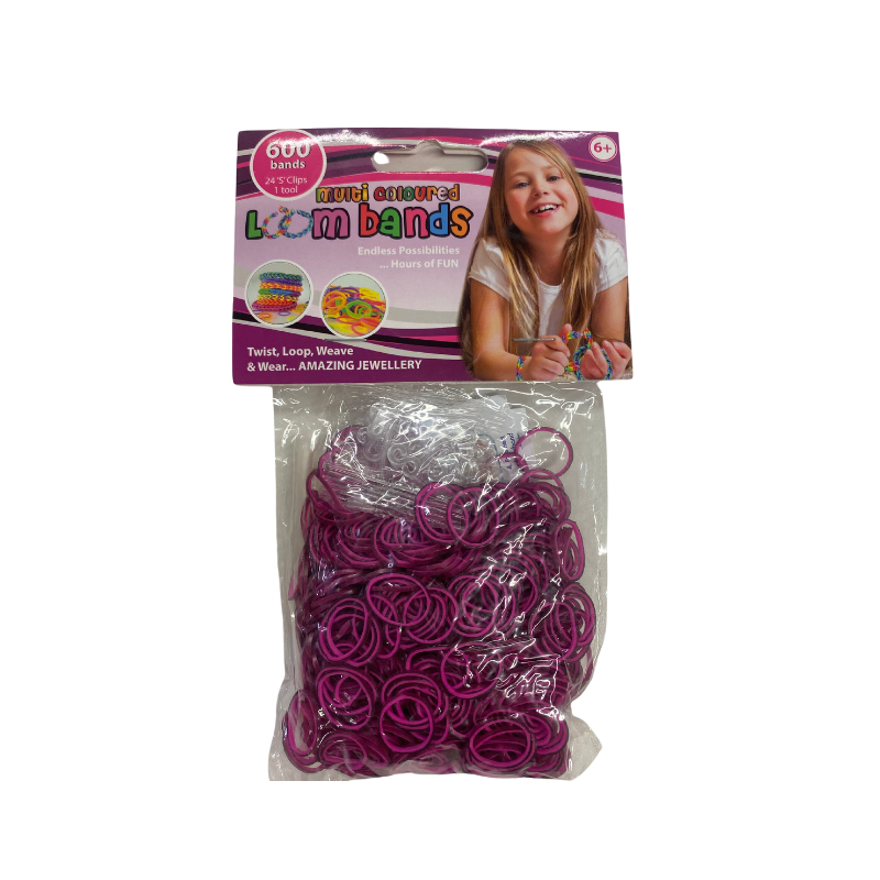 600 Multi Coloured Loom Bands Pink  & Black