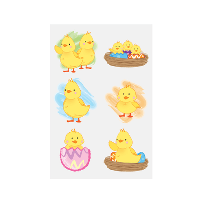 6 Easter Chick Temporary Tattoos