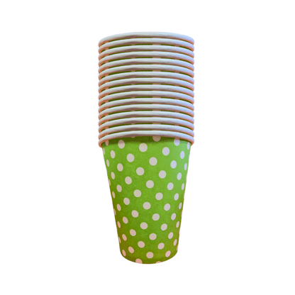 Green Polka Dot Party Cups 16 Pack