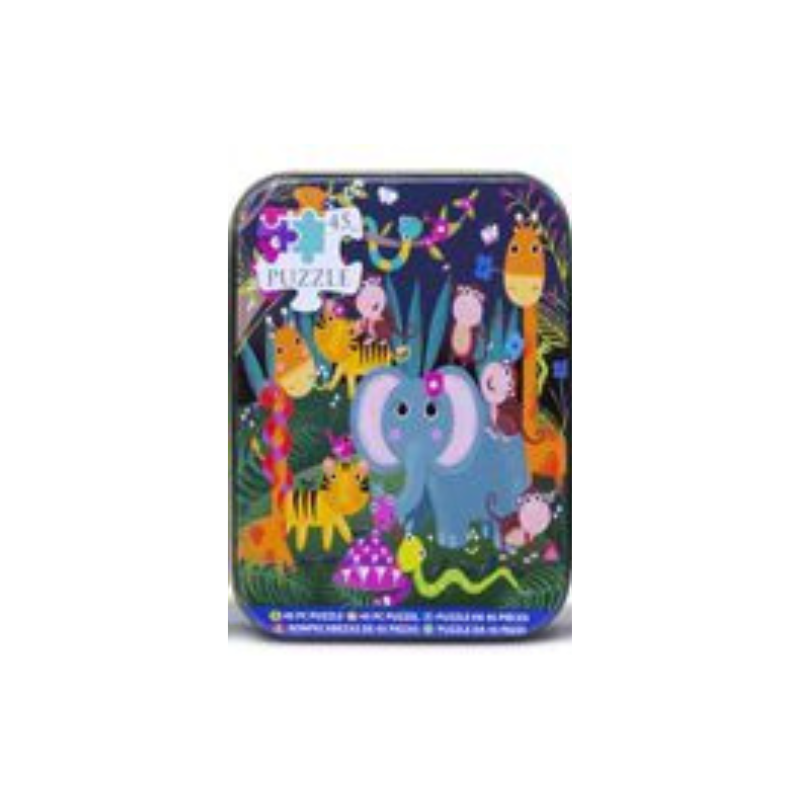 Jungle Animals 45 Puzzle in Tin