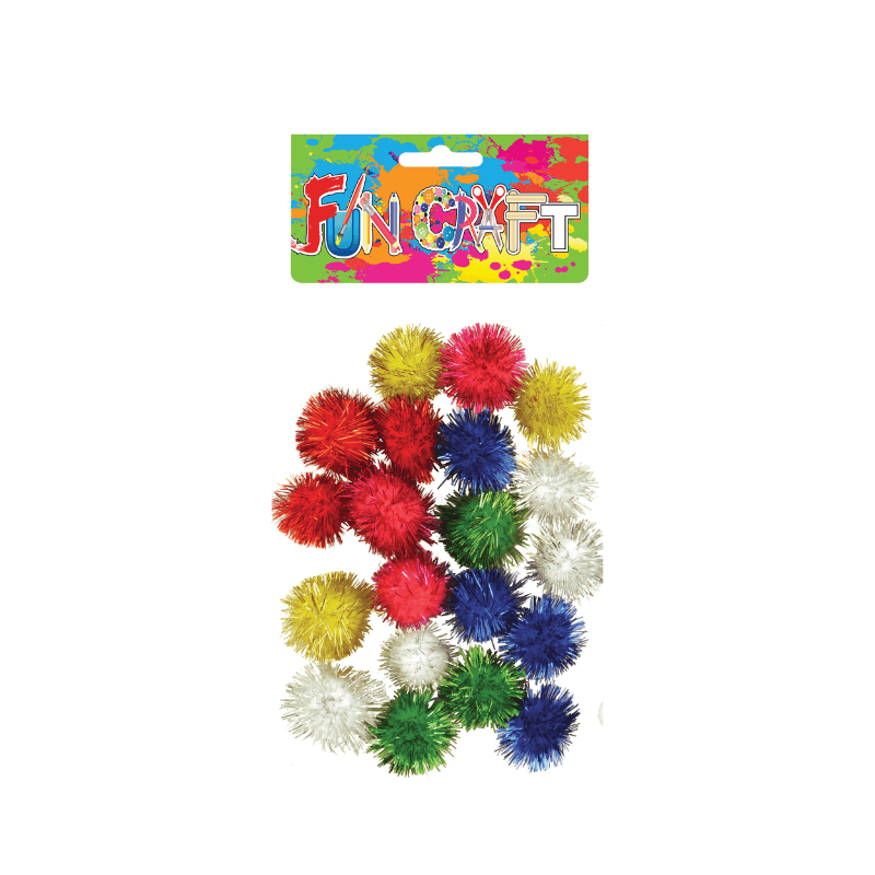 Multicoloured Tinsel Pom Poms