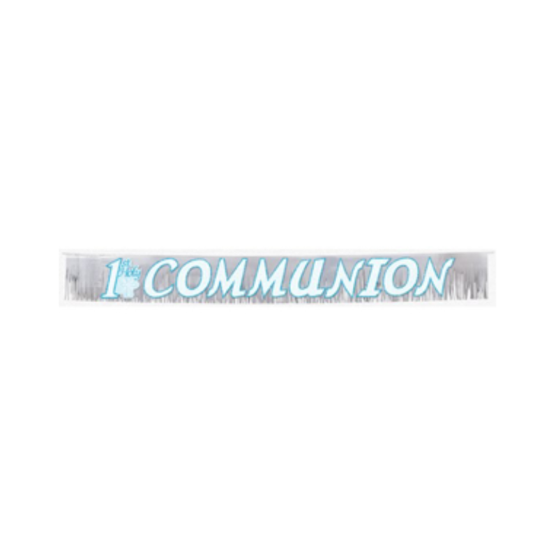 1st Communion Blue Fringed Metallic Banner