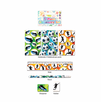 5 Piece Football Stationery Set