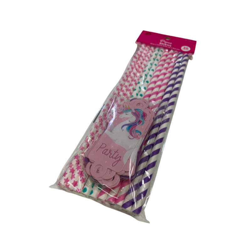 Unicorn Party Paper Straws Pack of 20