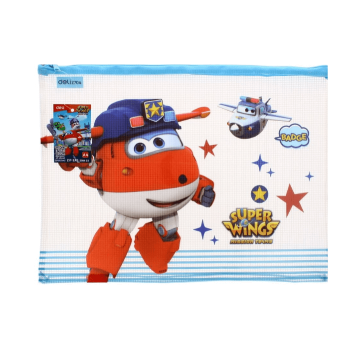 SUPER WINGS FOLDER ZIP BAG - Badge/ Blue 