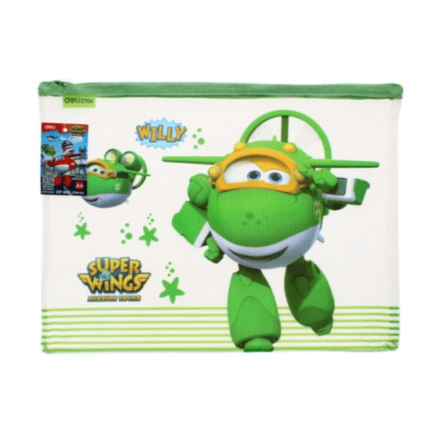 SUPER WINGS FOLDER ZIP BAG - Willy / Green