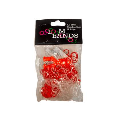 600  RED & CLEAR LOOM BANDS 