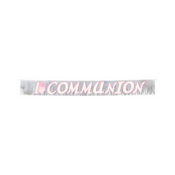 1st Communion Pink Fringed Metallic Banner